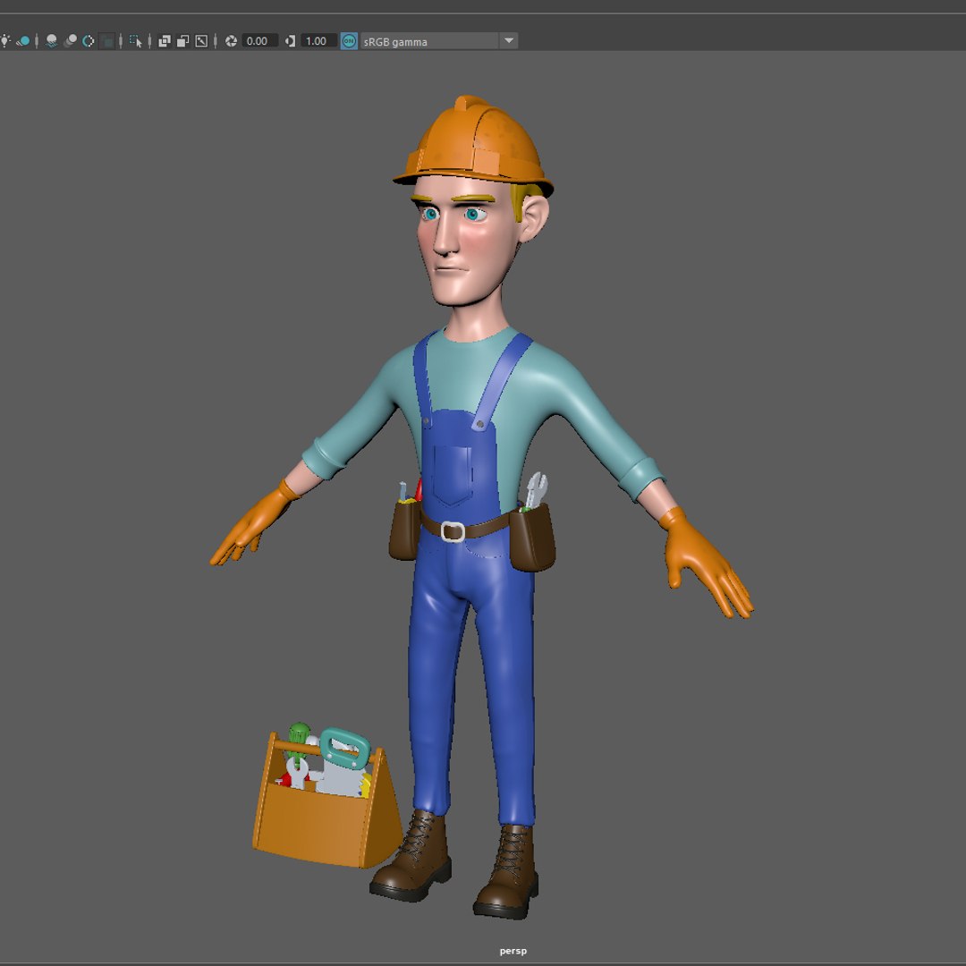 3D Worker Cartoon 02 - TurboSquid 1612682