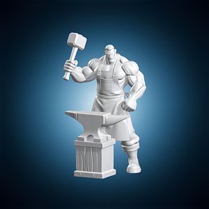 3D Blacksmith Figure Strong 3D Print Model model