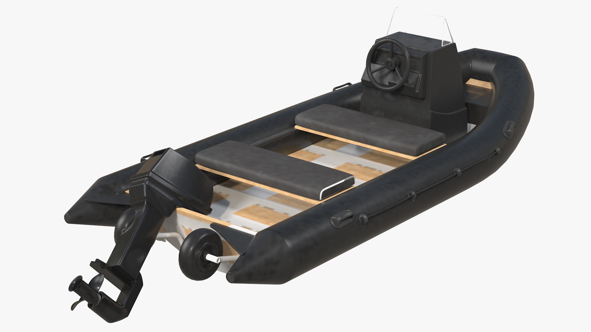 Inflatable Military Motor Boat 3D model preview
