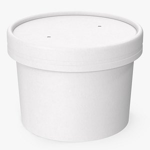 White Paper Food Cup with Vented Lid Disposable Ice Cream Bucket 8 Oz 200 ml Mockup