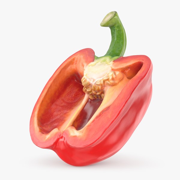 3D Red Bell Pepper Half