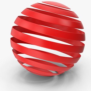 Red Ribbon Ball 3D model