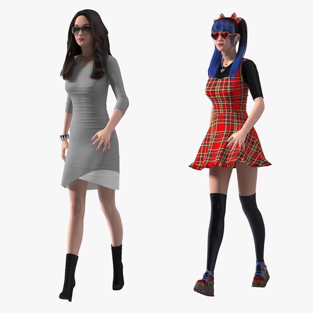 Rigged Chinese Woman Collection 3D model preview