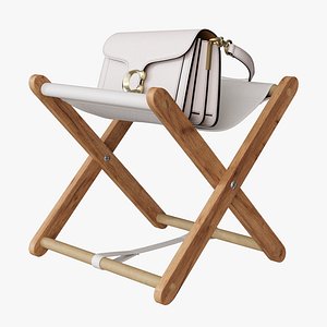 Wooden handbag stand with Coach bag 3D