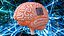 Human Brain With Implanted Microchip Lighted