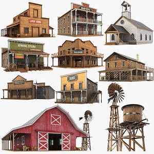 Detailed Western Buildings Bundle