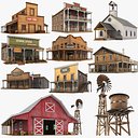Detailed Western Buildings Bundle