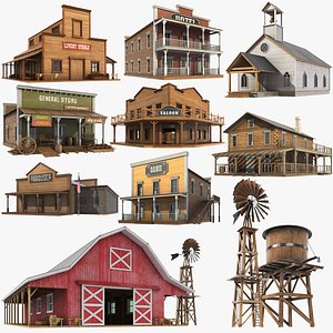 Detailed Western Buildings Bundle