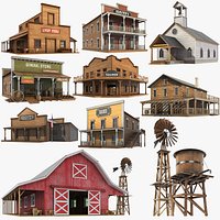 Detailed Western Buildings Bundle