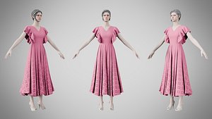 Dress 45 Deep Blush 3D