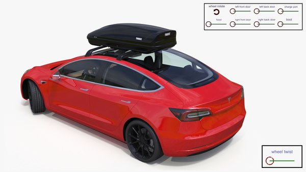 modelo 3d Tesla con cofre de techo para automóvil Thule montado en ...