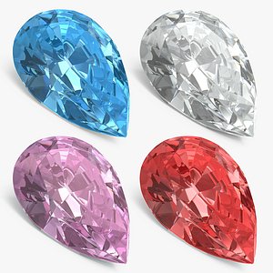 3D pear shape diamonds set