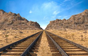 Desert Railling Train Road 3D