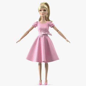 Barbie Doll in Pink Dress Rigged for Maya