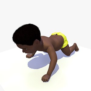 ANIMATED CRAWLING AFRO BABY 3D