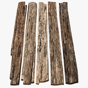 3D model weathered old wood planks