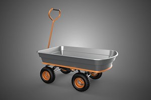 3D GARDEN POLY DECK UTILITY TROLLEY CART TRAILER WAGON FOUR 4 WHEEL model