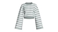 Girls Argyle Pattern Cropped Sweater