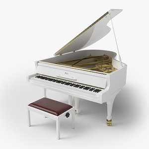 grand piano white 3D model