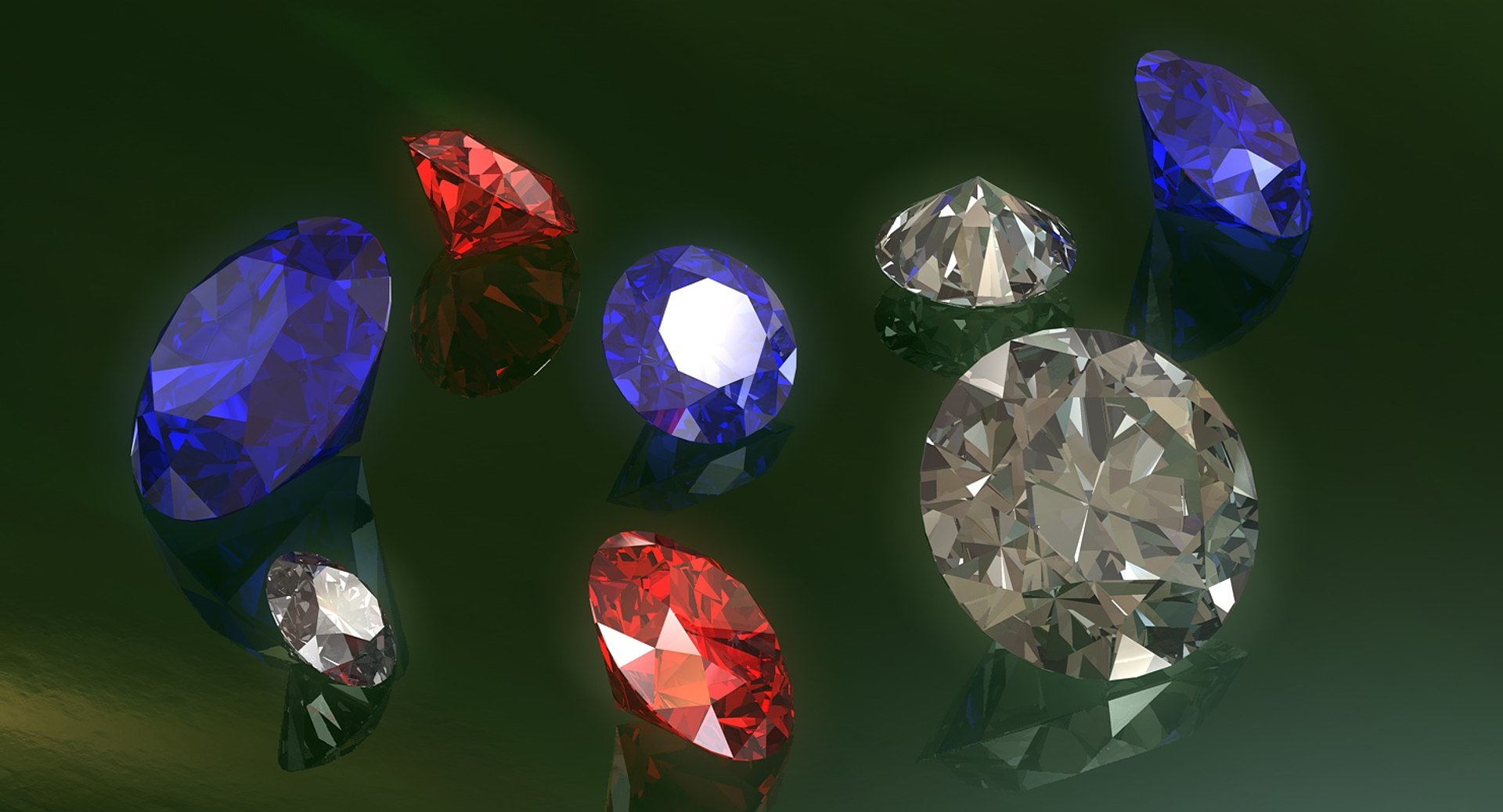 Multicolored Diamonds 3d Model