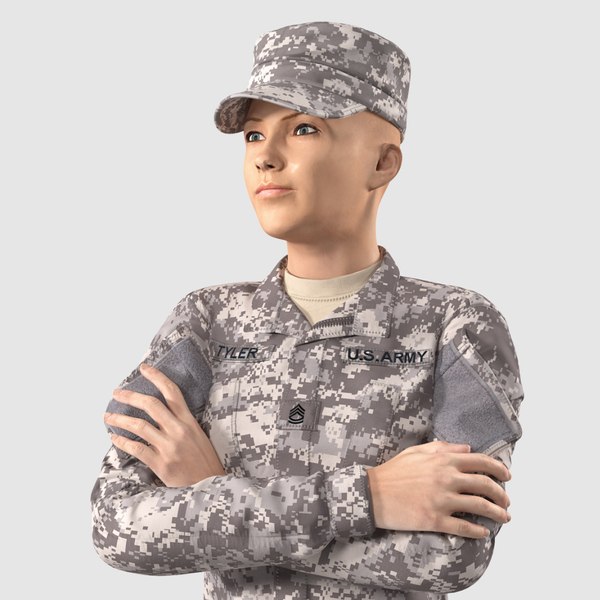 Female Soldier Military ACU Rigged for Maya 3D
