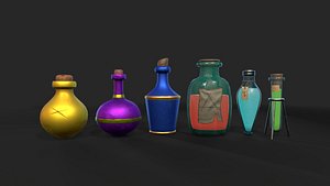 Stylized Alchemist Flasks Collection 3D model
