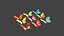 3D Low Poly - Butterfly Wing Flapping Animated Pack 01 model