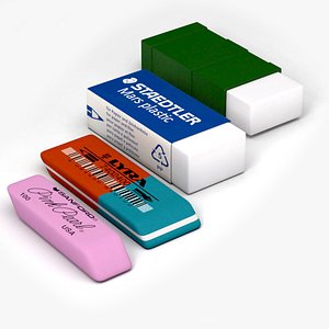 erasers rubber stationery 3d model
