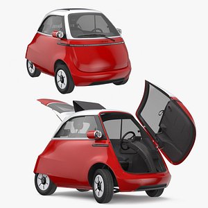 3D Urban Mobility Microlino EV White Red Rigged for Cinema 4D