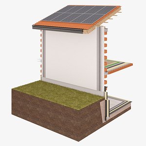 Wall Section With Solar Panels 3D model