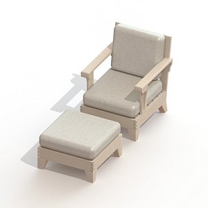 patio chair ottoman 3d model