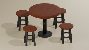 3D Classic Set  Table Stool