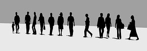 Silhouettes - busy walking people