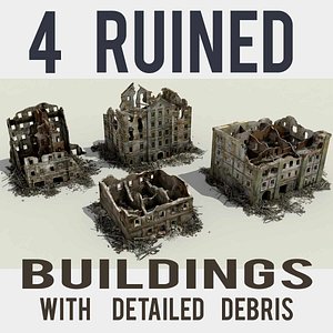 3d ruined building collections model