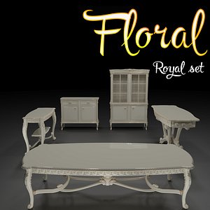 carved set floral 3D model