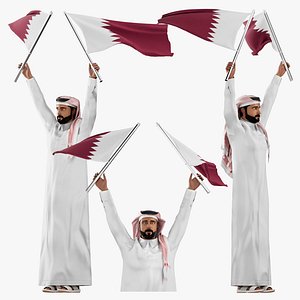Arab Man Holding Flag 3D Model