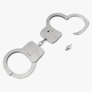 Galvanized Handcuffs with Key 3D model