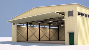 aircraft hangar VR  AR  low-poly 3D model