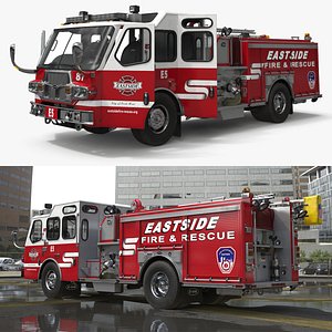 3D model Eastside Emergency Response Fire Engine Red Rigged