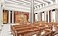 Modelo 3D de cena interna de tribunal