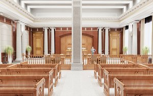 Courtroom Interior Scene 3D Model 3D model