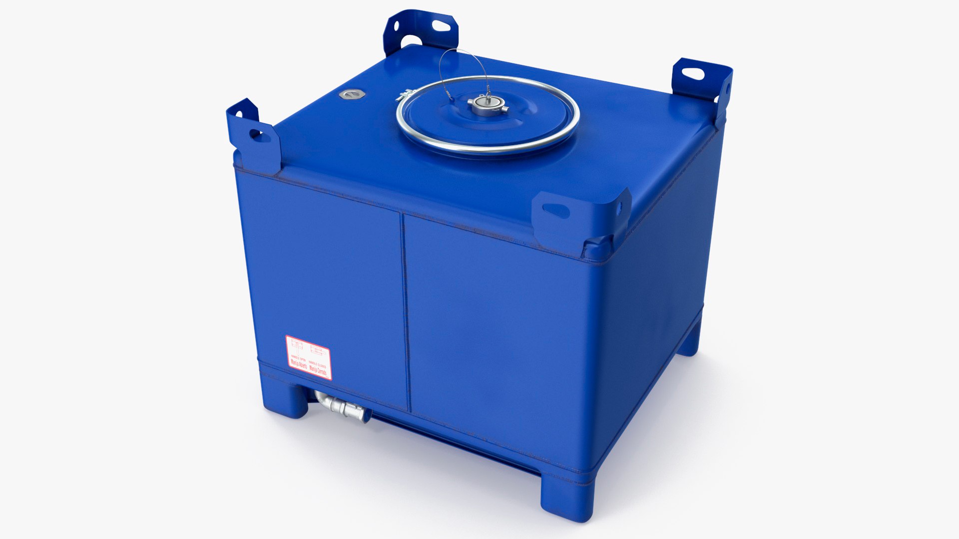 Blue IBC Stainless Steel Tote 180gal 3D model preview
