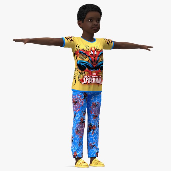 Black Child Boy Home Style Rigged for Modo 3D model