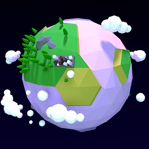 3D model cartoon earth planet