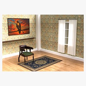 Antique Wooden Armchair 3D model