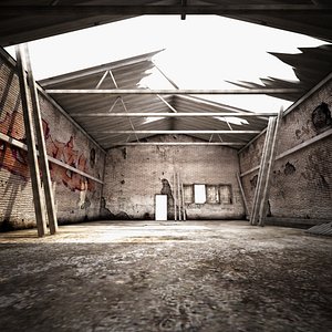 3d model ruined industrial building environment