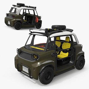 3D model Urban Safari Mini Electric Vehicle Khaki Rigged