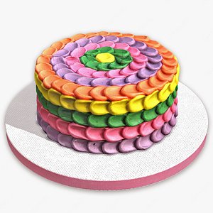 Rainbow Buttercream Cake 3D model