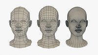 Female Bust PACK Low- Mid- High poly
