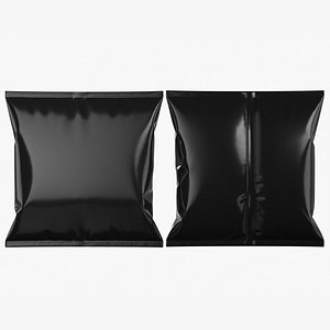 Glossy Black Snack Pillow Pack Flowpack Mockup 02 3D model